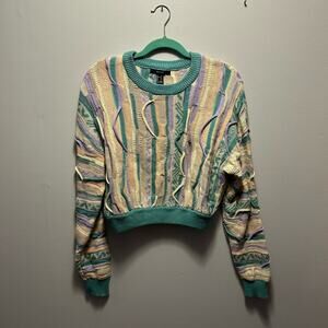 Forever 21 Women's Retro Cropped Sweater Coogi Style Multicolored Size Small